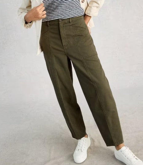 Aubrey Barrel Trouser by White Stuff in Khaki Green
