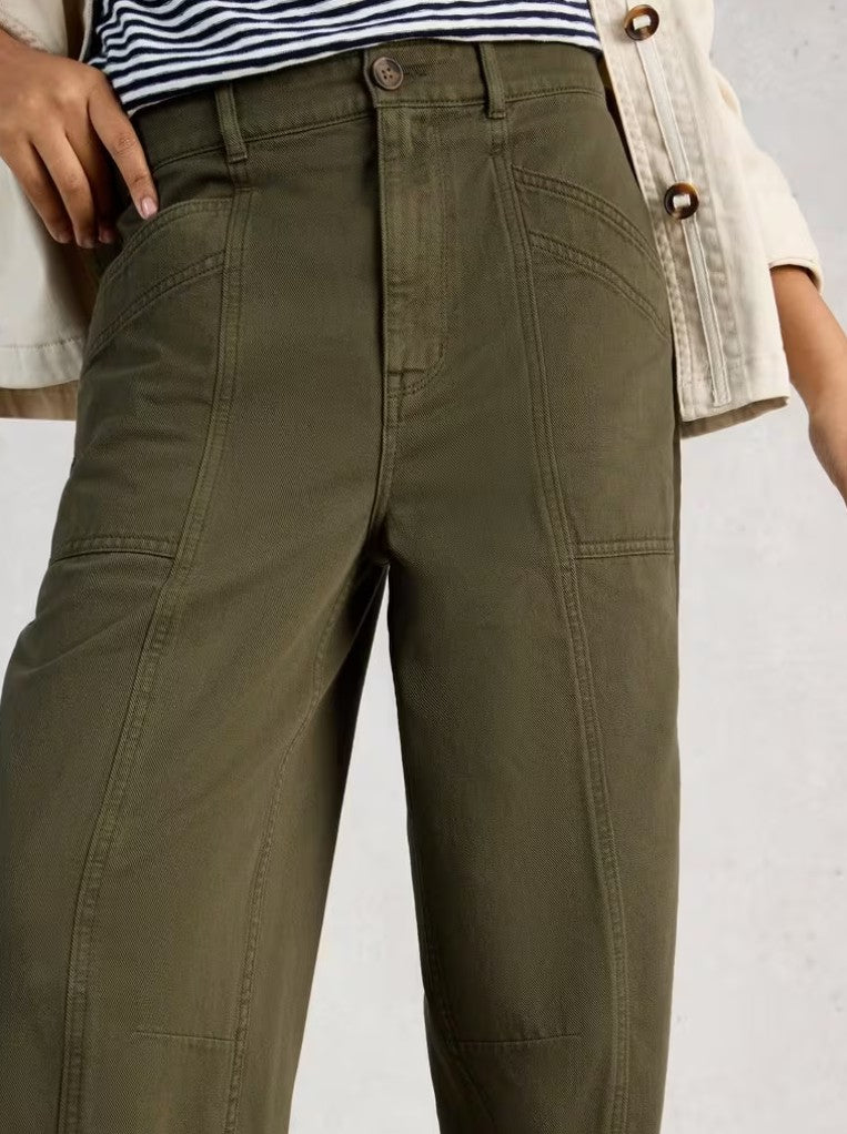 Aubrey Barrel Trouser by White Stuff in Khaki Green