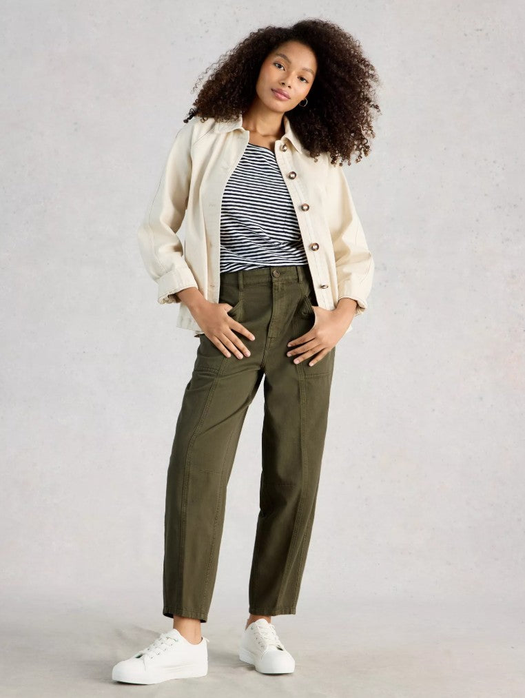 Aubrey Barrel Trouser by White Stuff in Khaki Green
