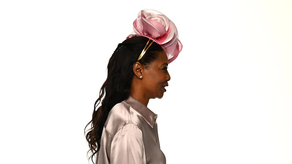 Venla fascinator Hat by Christine A Moore Millinery in Pinks