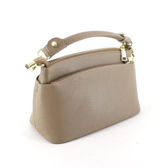 Genuine Leather Crossbody Handbag by Pretty Persuasions in Beige