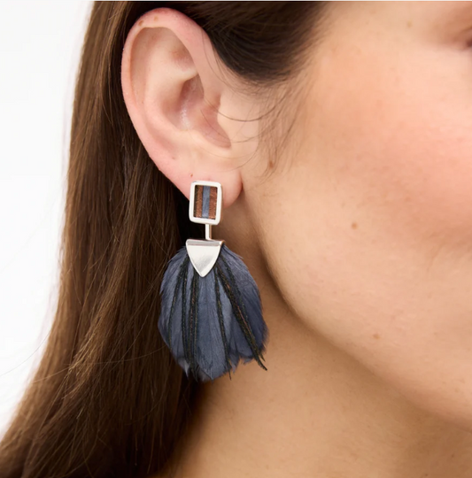 Savannah Bezel Drop Earring by Brackish in Silver