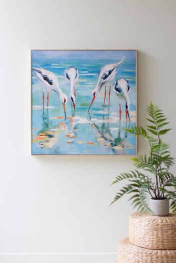 Framed Acrylic Painting - Shore Birds by Kalalou