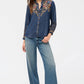 Ruffle Neck Shirt by Johnny Was in Denim Blue Durago