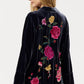 Flounce Sleeve Velvet Shirt, Rosilia by Johnny Was in Sapphire Blue