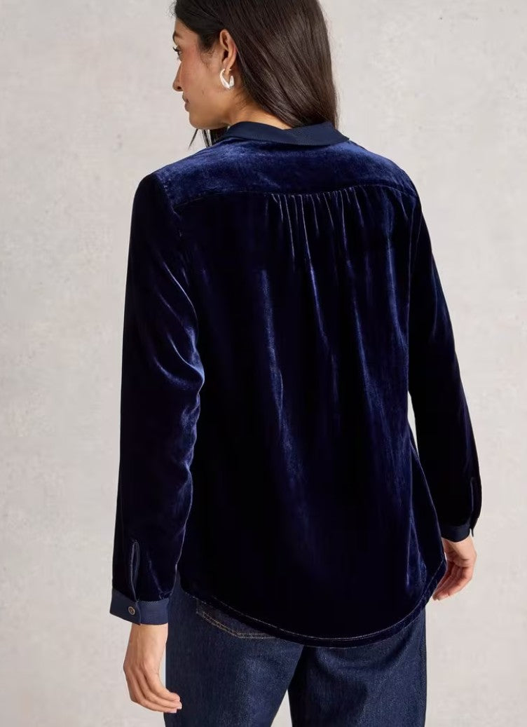 Sophie Velvet Shirt by White Stuff in Dark Navy
