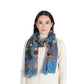 Woodland Embroidered Scarf by Vismaya Scarves in Lapis Blue