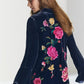 Flounce Sleeve Velvet Shirt, Rosilia by Johnny Was in Sapphire Blue