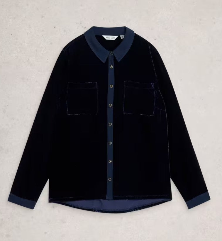 Sophie Velvet Shirt by White Stuff in Dark Navy