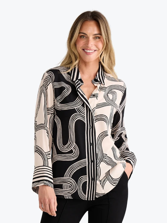 Lucy Shirt by Brave & True in Ink Lines Multi