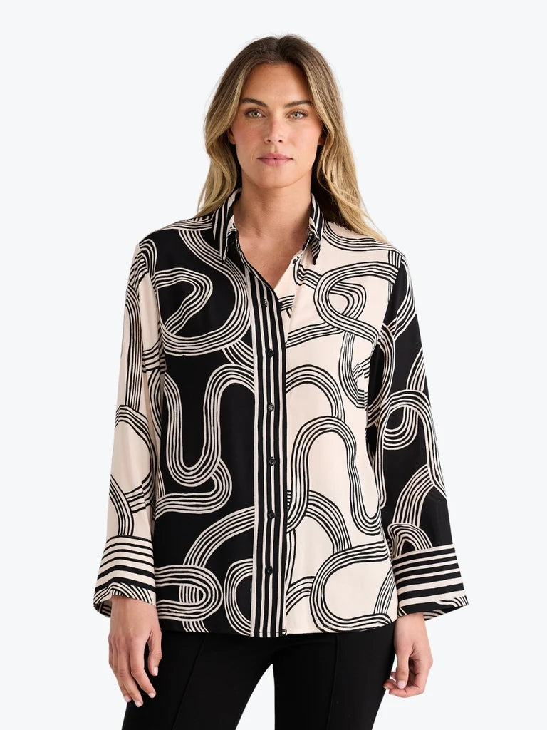 Lucy Shirt by Brave & True in Ink Lines Multi