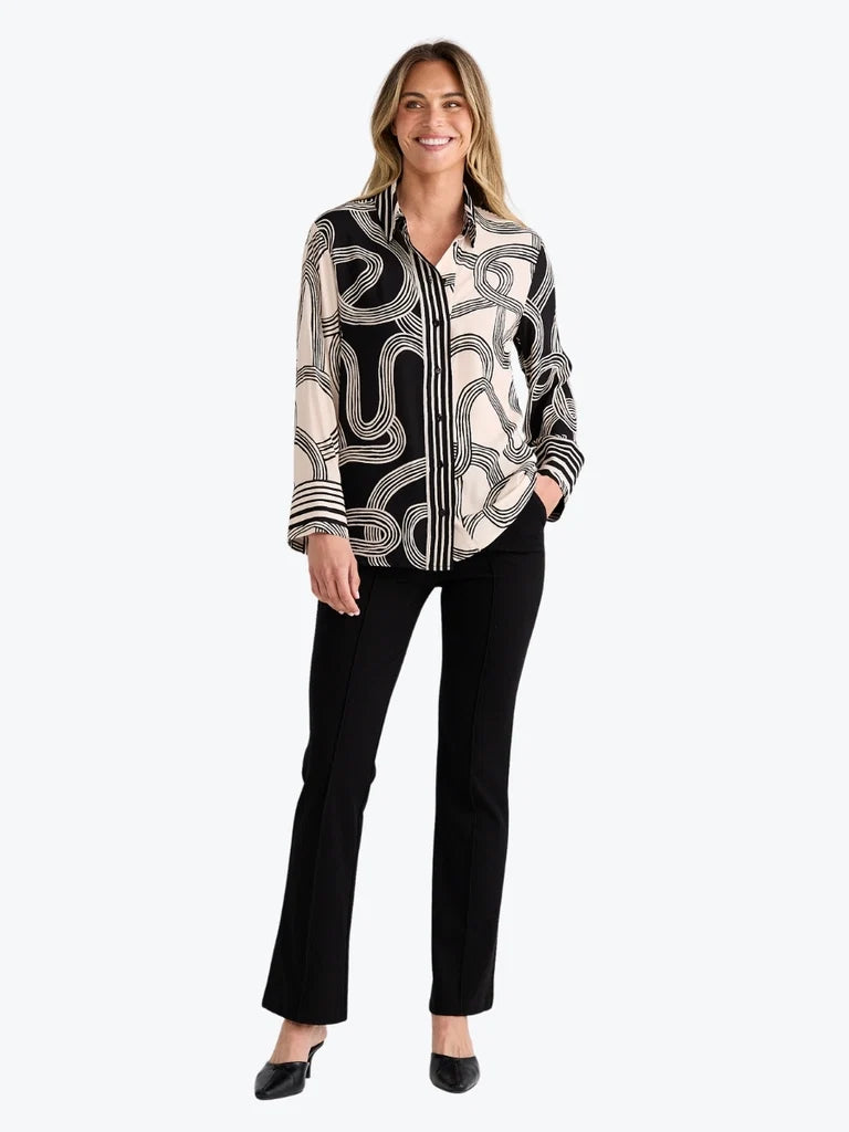 Lucy Shirt by Brave & True in Ink Lines Multi