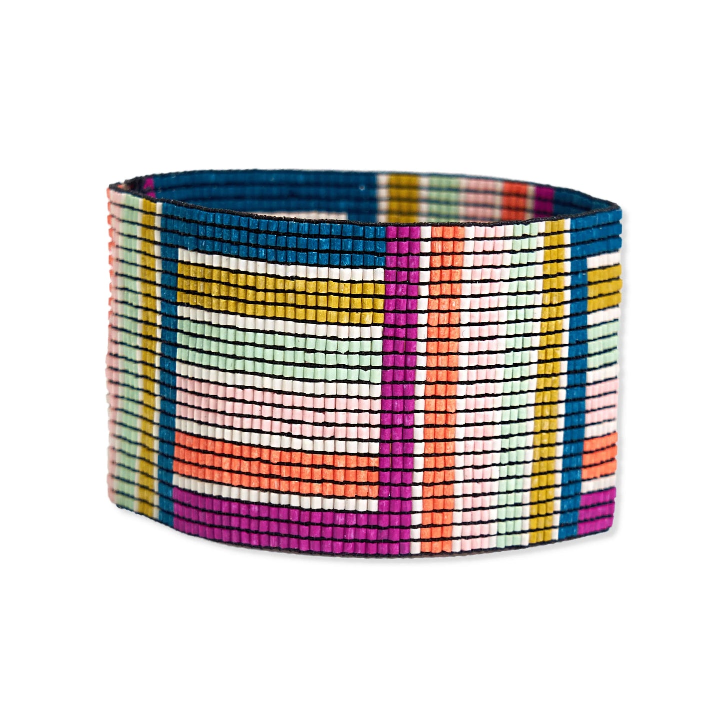 Brooklyn Geo Stripe Beaded Stretch Bracelet by Ink+Alloy in Rainbow