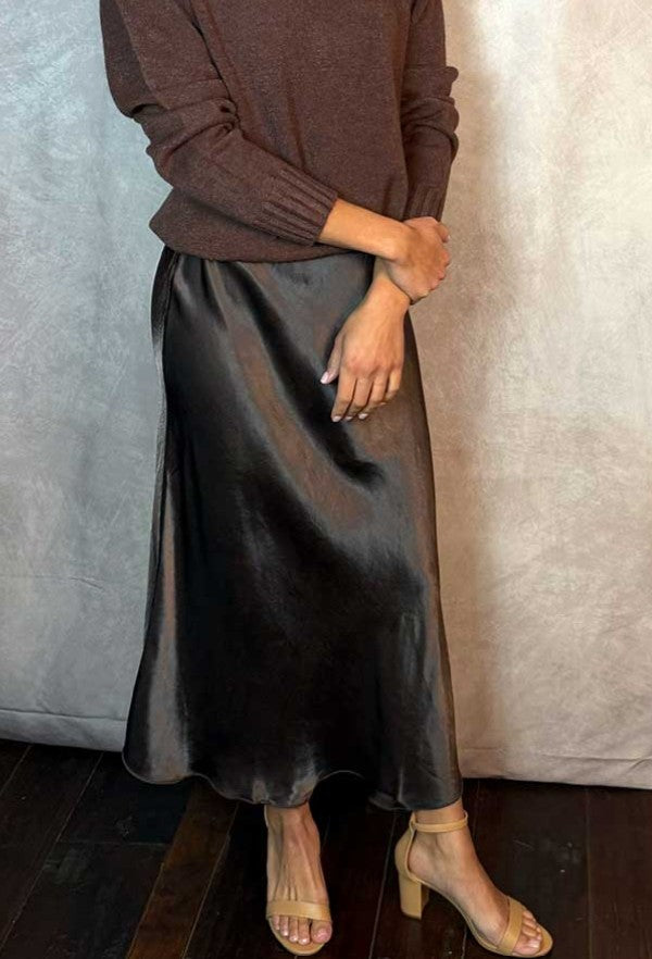 Slip Skirt by Milio Milano in Chocolate Brown