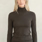 Slim Fit Turtleneck Top by elle grey in Brown Ash