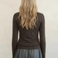 Slim Fit Turtleneck Top by elle grey in Brown Ash