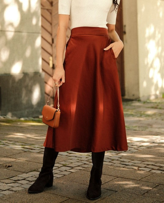 Zilky Skirt by InWear in Brandy Brown