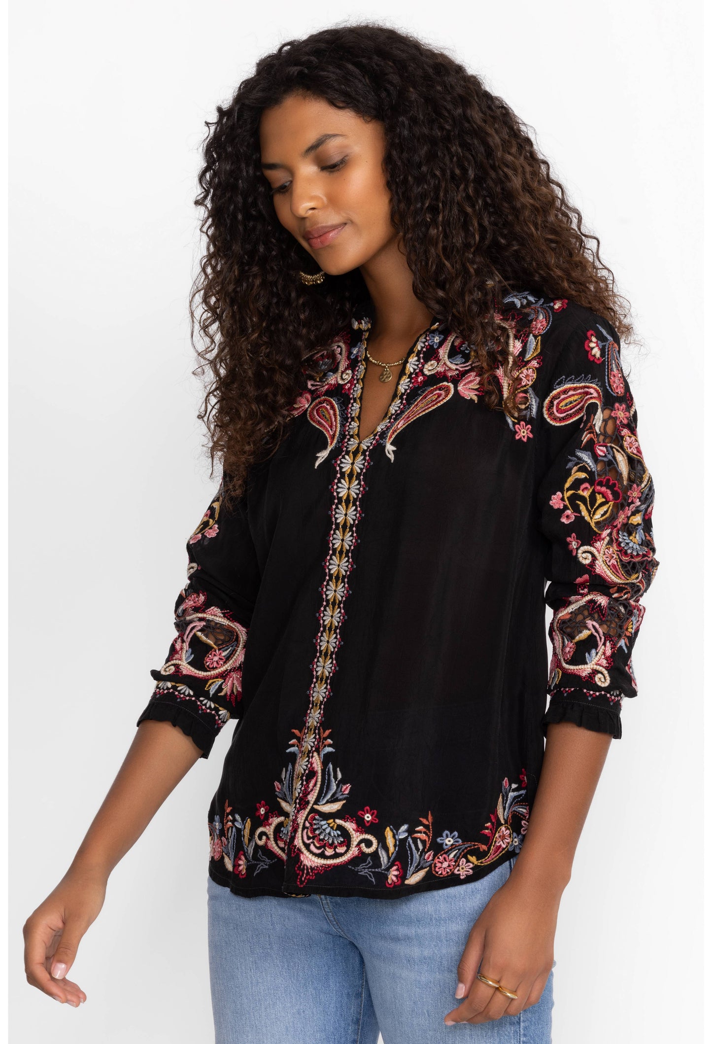 Simone Blouse by Johnny Was in Black