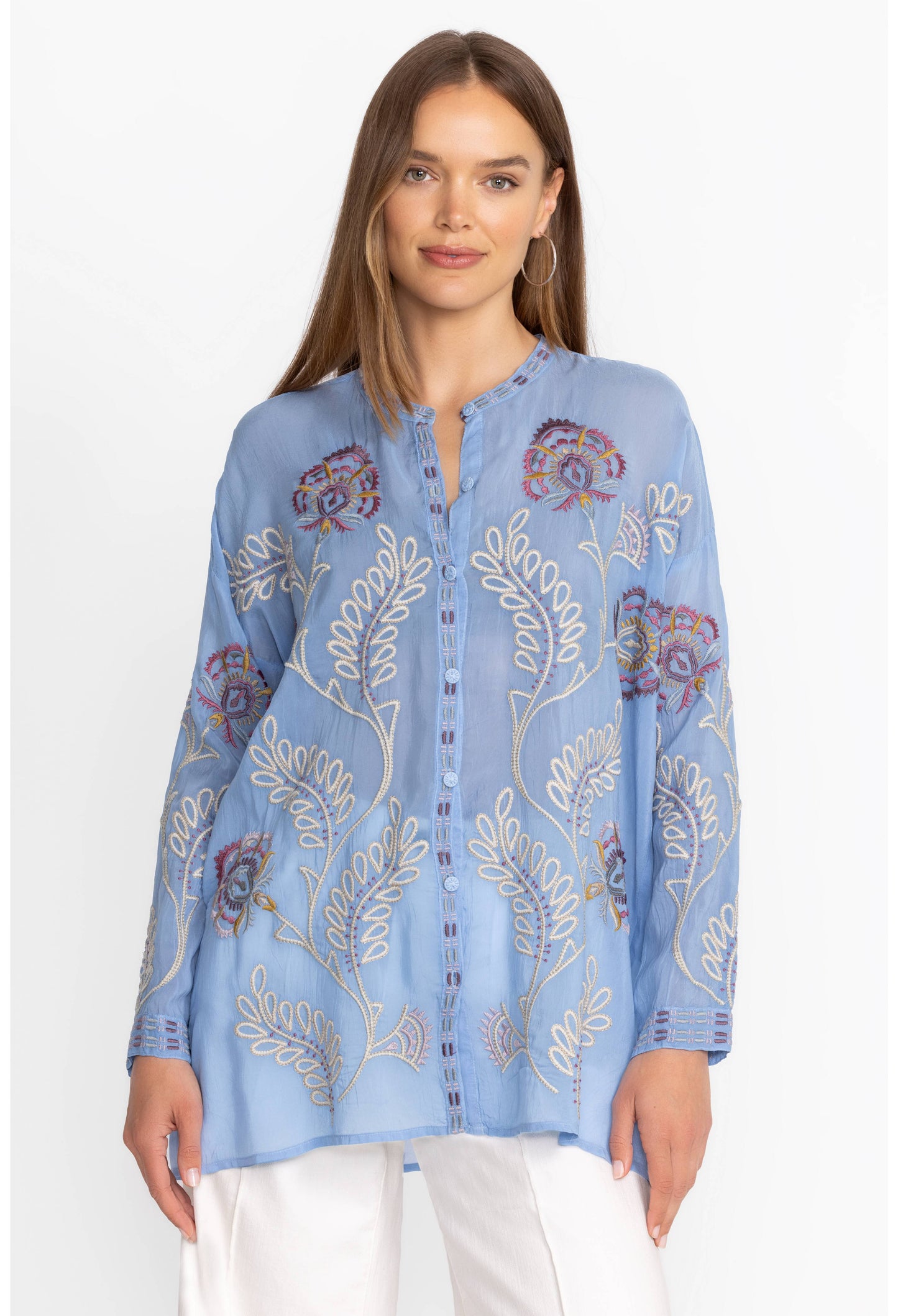 The Audrey Mandarin Collar Tunic by Johnny was in Endless Sky