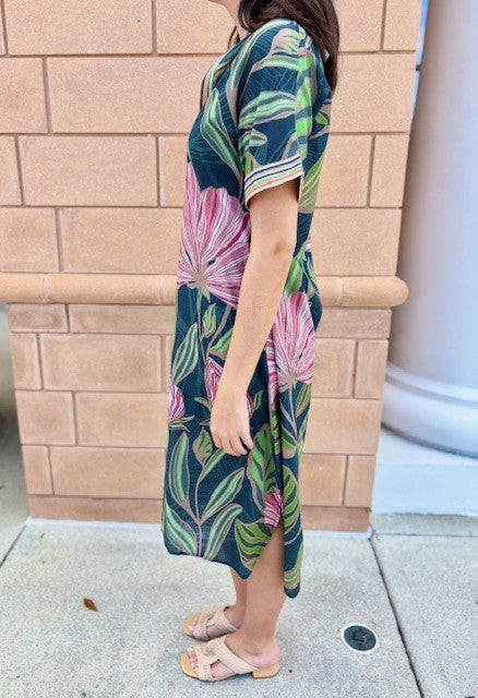 Talina Dress by Dolma in Green & Pink