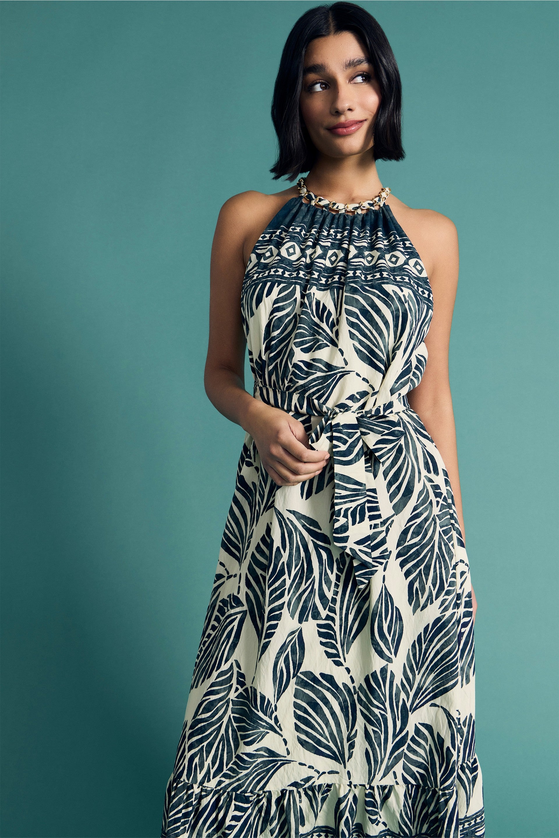 Dress by Donna Morgan in Navy/Green – Meadowlark