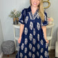 Botanic Crest Collared Midi Dress by Umgee in Navy