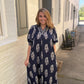 Botanic Crest Collared Midi Dress by Umgee in Navy