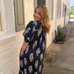 Botanic Crest Collared Midi Dress by Umgee in Navy