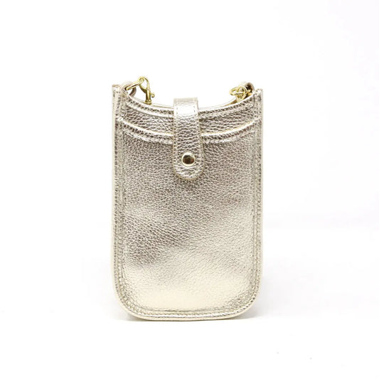 Italian Leather Cellphone Crossbody Bag by German Fuentes in Gold