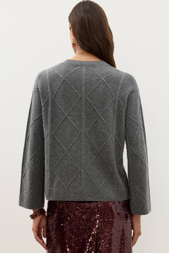 Cable Knit Sweater by Johnny Was in Heather Grey