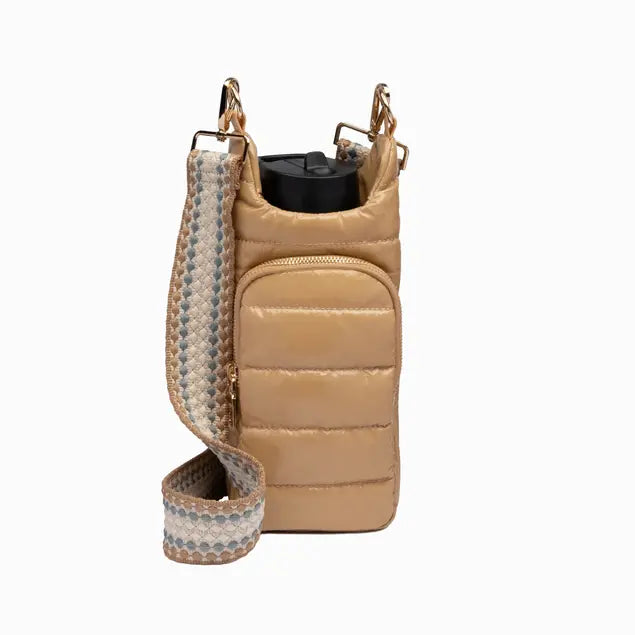 Glossy Hydrobag with Camel Patterned Strap by Wanderfull in Camel Lacquer