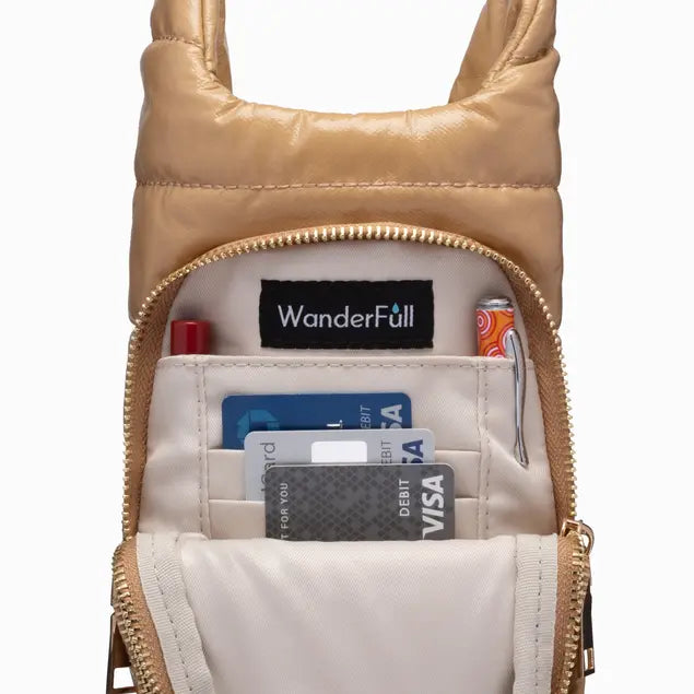 Glossy Hydrobag with Camel Patterned Strap by Wanderfull in Camel Lacquer