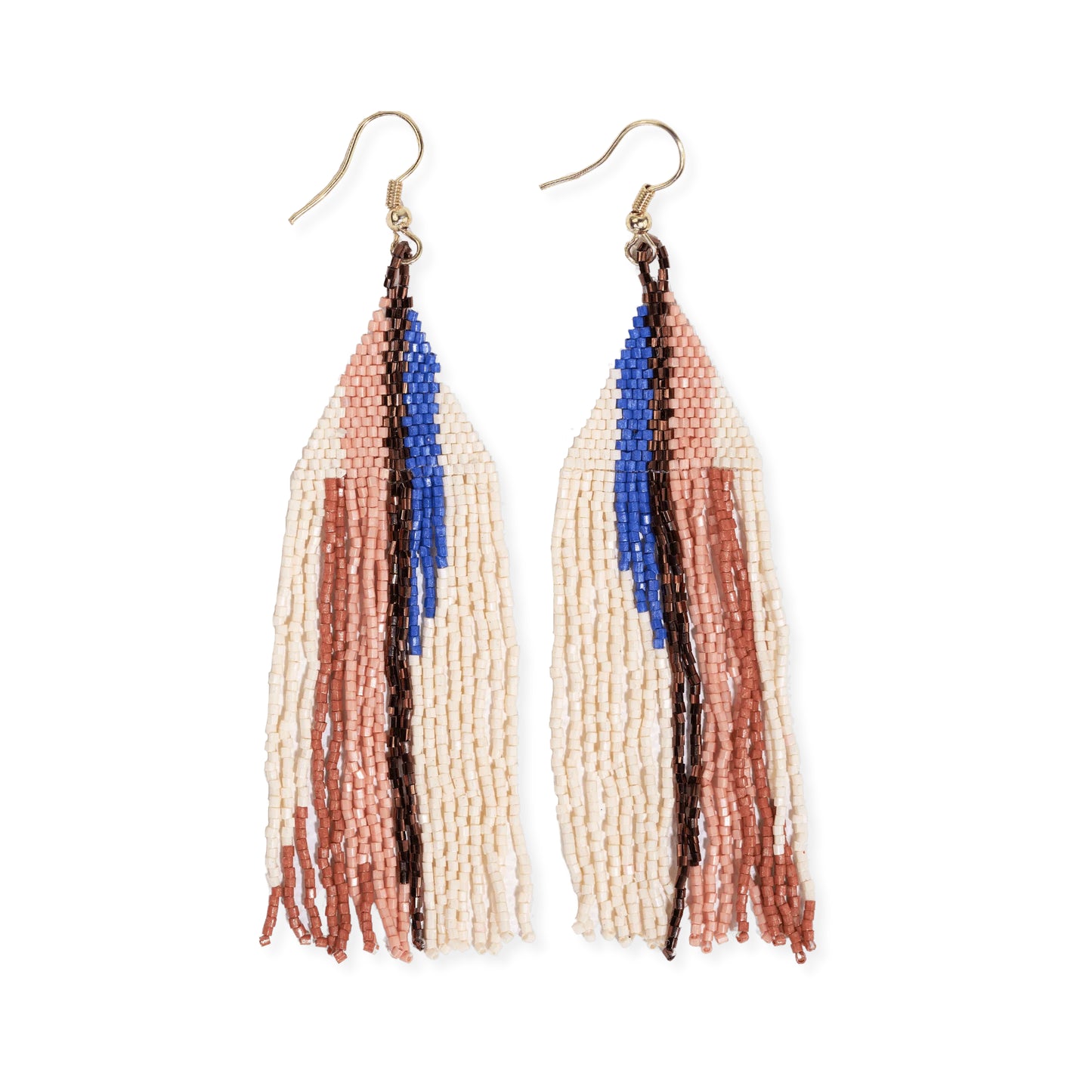 Camielle Abstract Stripe Beaded Fringe Earrings by Ink+Alloy in Sedona