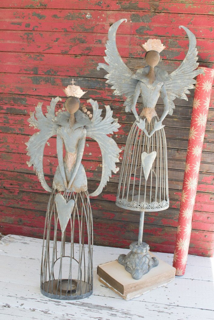 Set of Two Metal Christmas Angels by Kalalou