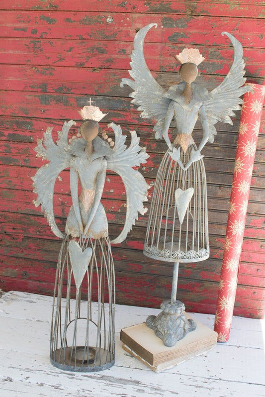 Set of Two Metal Christmas Angels by Kalalou