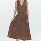 Bruni Topstitched Denim Effect Midi Dress by Ciebon in Brown