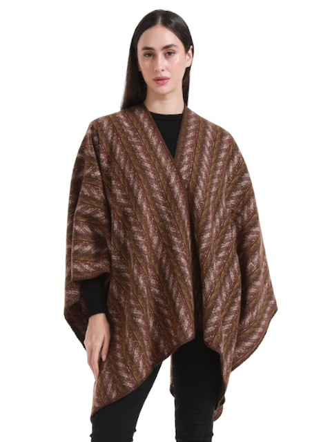 Sonora Ballard Ruana Cape by Pretty Persuasions in Chocolate