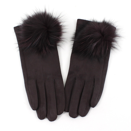 Extra Furry Gloves by Pretty Persuasions in Brown