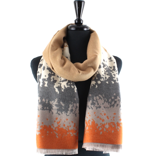 Tide Scarf by Pretty Persuasions in Camel/Grey/Orange/Cream