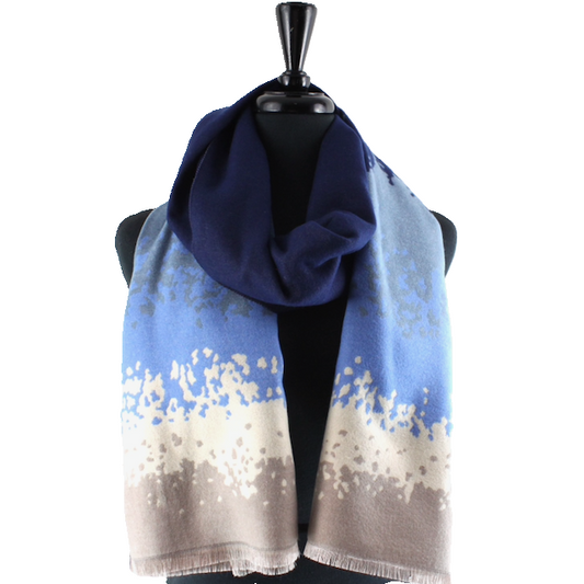 Tide Scarf by Pretty Persuasions in Navy/Blue/Beige/Taupe