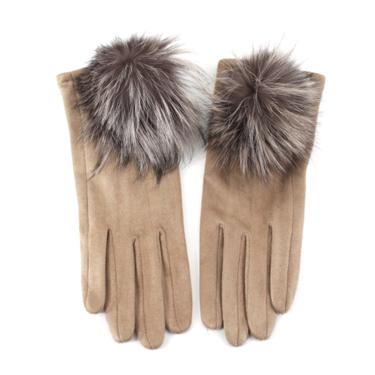 Extra Furry Gloves by Pretty Persuasions in Khaki