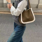 Suede-Like Microfiber Leather Sherpa Edge Bag by Pretty Persuasions in Olive