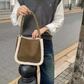 Suede-Like Microfiber Leather Sherpa Edge Bag by Pretty Persuasions in Olive