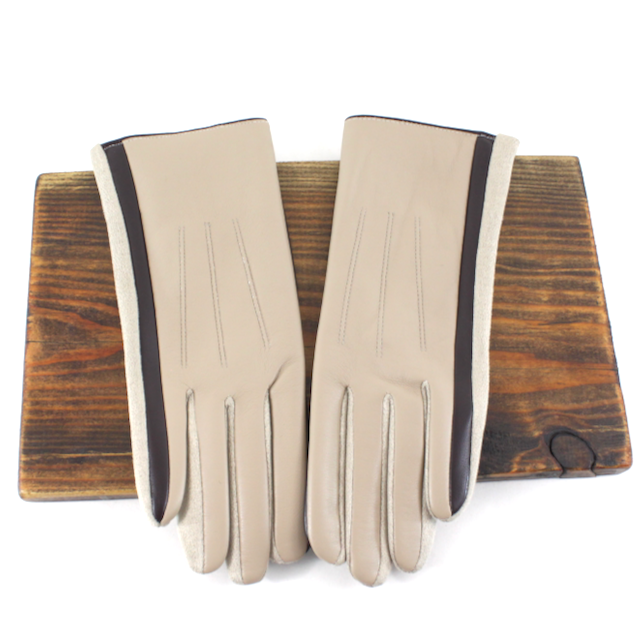 Gloves by Pretty Persuasions in Sand/Brown Line