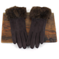 Gloves by Pretty Persuasions with Faux Fur Cuff in Brown