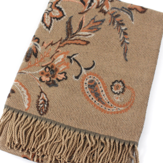 Floral Heirloom Scarf by Pretty Persuasions in Beige