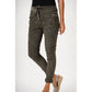 Corduroy Ribbon Side Jeggings by Look Mode in Olive