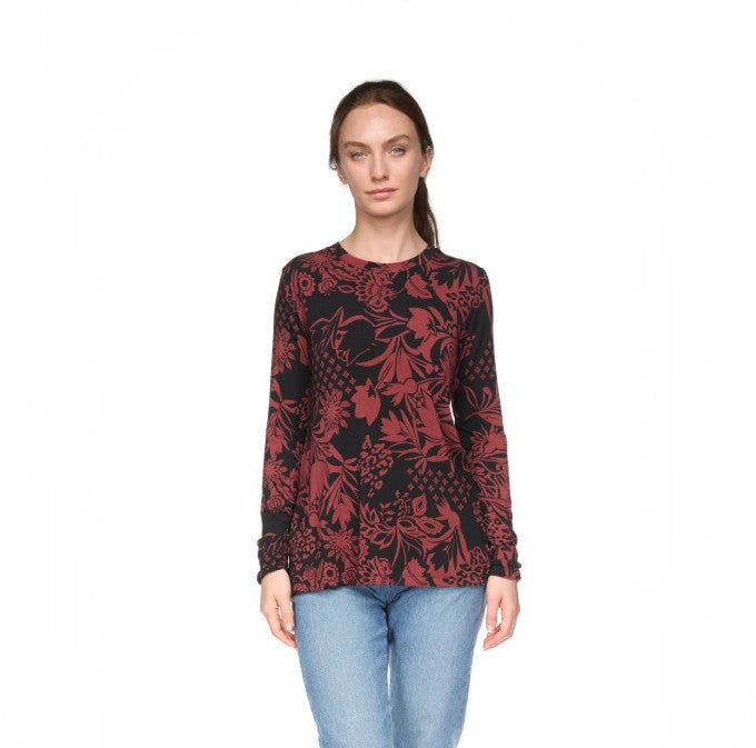 The Janie Favorite Long Sleeve Crew Neck Tee by Johnny Was in Lola Deep