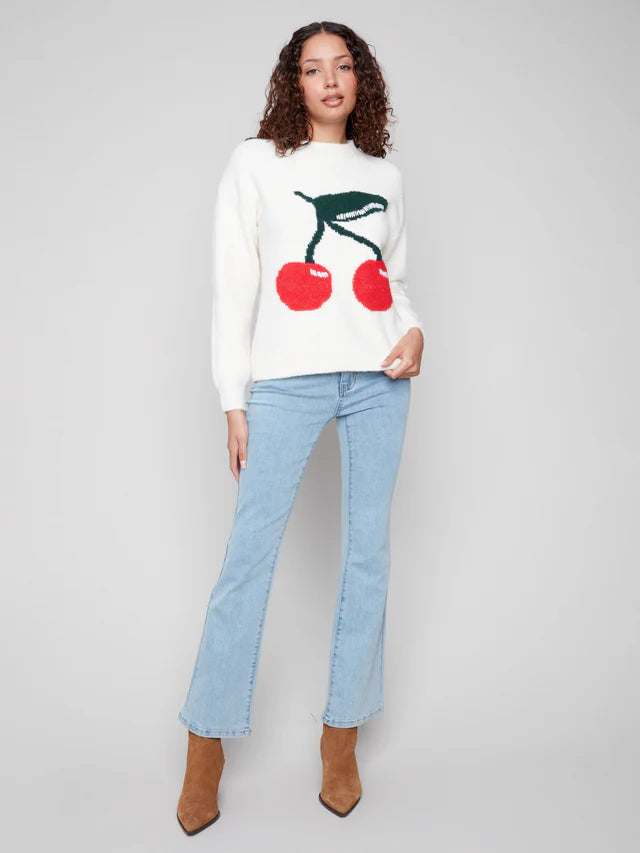 Cherry Fuzzy Drop Shoulder Sweater by Charlie B