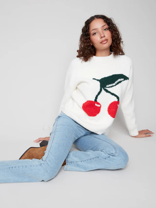 Cherry Fuzzy Drop Shoulder Sweater by Charlie B